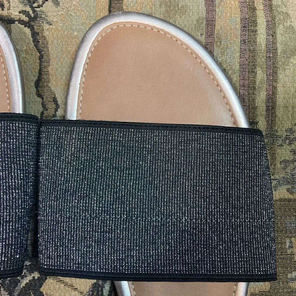 Black and Silver Stretchy American Eagle Sandals